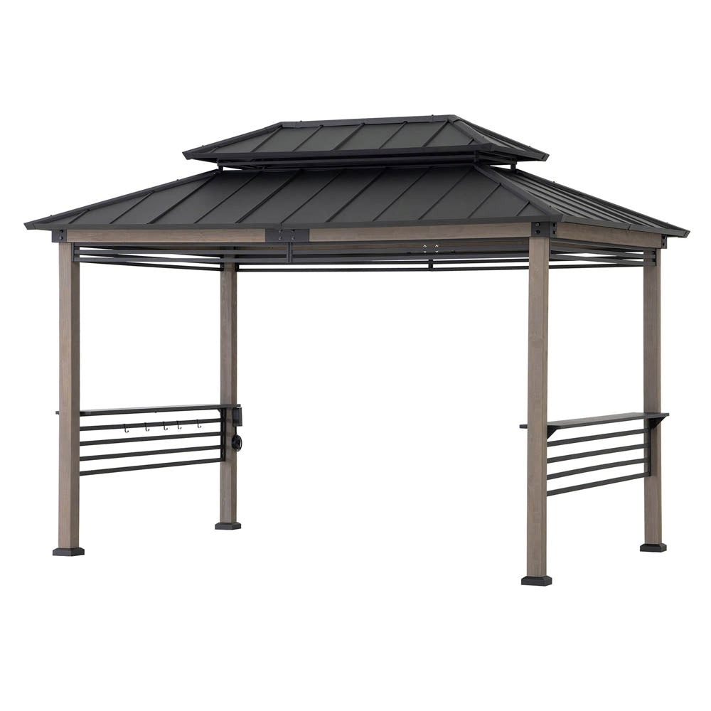 Pro-Grill Extra-Tall Grill Gazebo with Outlets & Screens – Black, 8x12