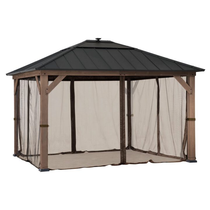 Gazebo Mosquito Netting Screen For 11 ft. × 13 ft. Wooden Gazebos - Brown