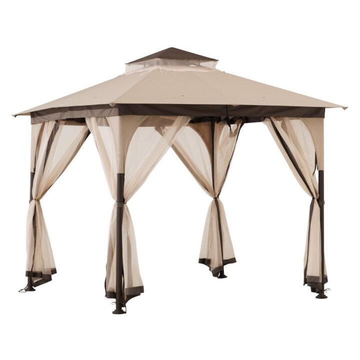 Soft Top Gazebo with Mosquito Netting, 9x9 - Beige & Brown