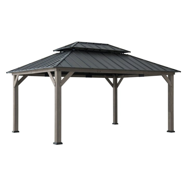 Premium Double-Tier Cedar Gazebo 12x16 - Driftwood Cedar