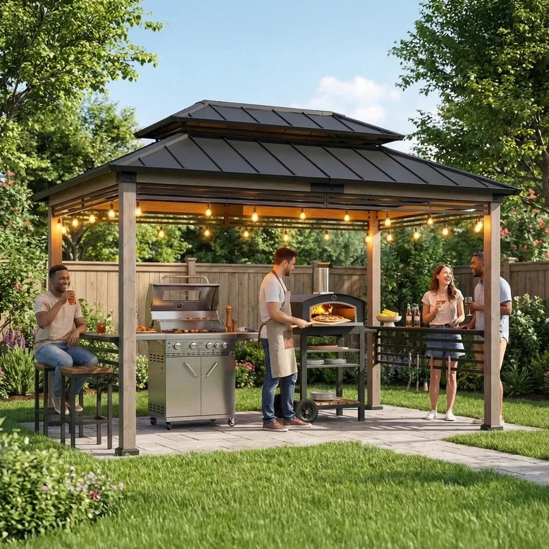 Pro-Grill Extra-Tall Grill Gazebo with Outlets & Screens – Black, 8x12 — image 2