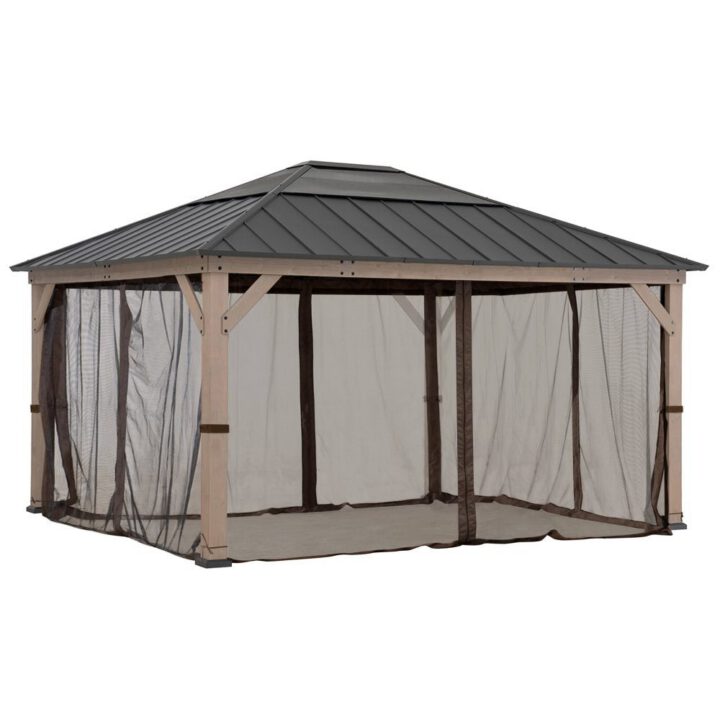 Gazebo Mosquito Netting for 13 ft. × 15 ft. Wooden Gazebos - Brown