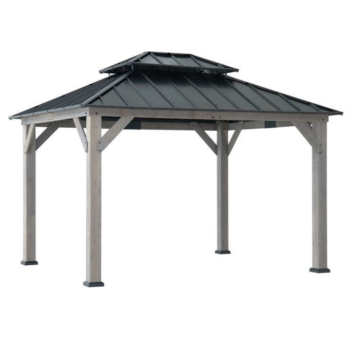 Double-Tier Cedar Gazebo 10x12 - Driftwood Cedar