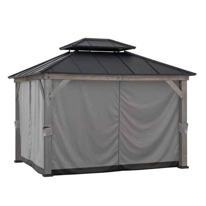 Gazebo Privacy Curtains for 10 ft. × 12 ft. Wooden Gazebo - Gray