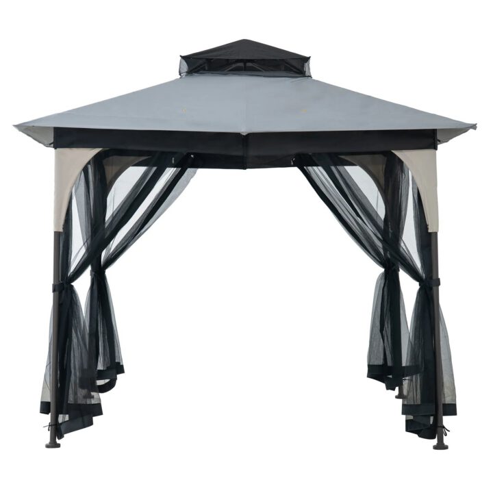 Soft Top Gazebo with Mosquito Netting, 9x9 - Light Gray & Black