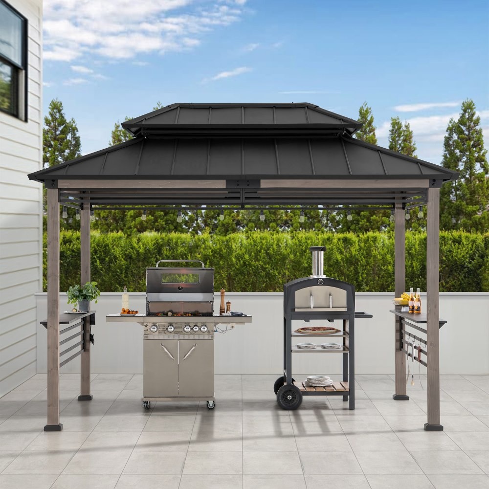 Pro-Grill Extra-Tall Grill Gazebo with Outlets & Screens – Black, 8x12 — image 10
