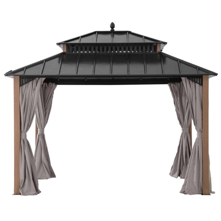 Kingston Aluminum Gazebo - Natural Woodgrain, 12x10