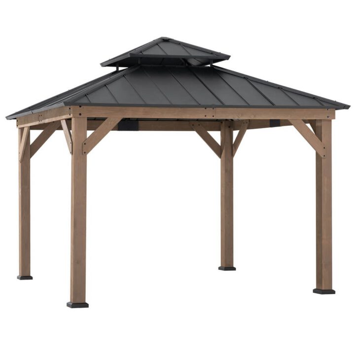 Classic Wooden Hardtop Gazebo 11x11 - Weathered Cedar