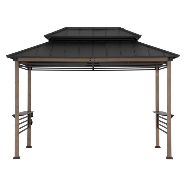 Pro-Grill Extra-Tall Grill Gazebo with Outlets & Screens – Brown, 8x12