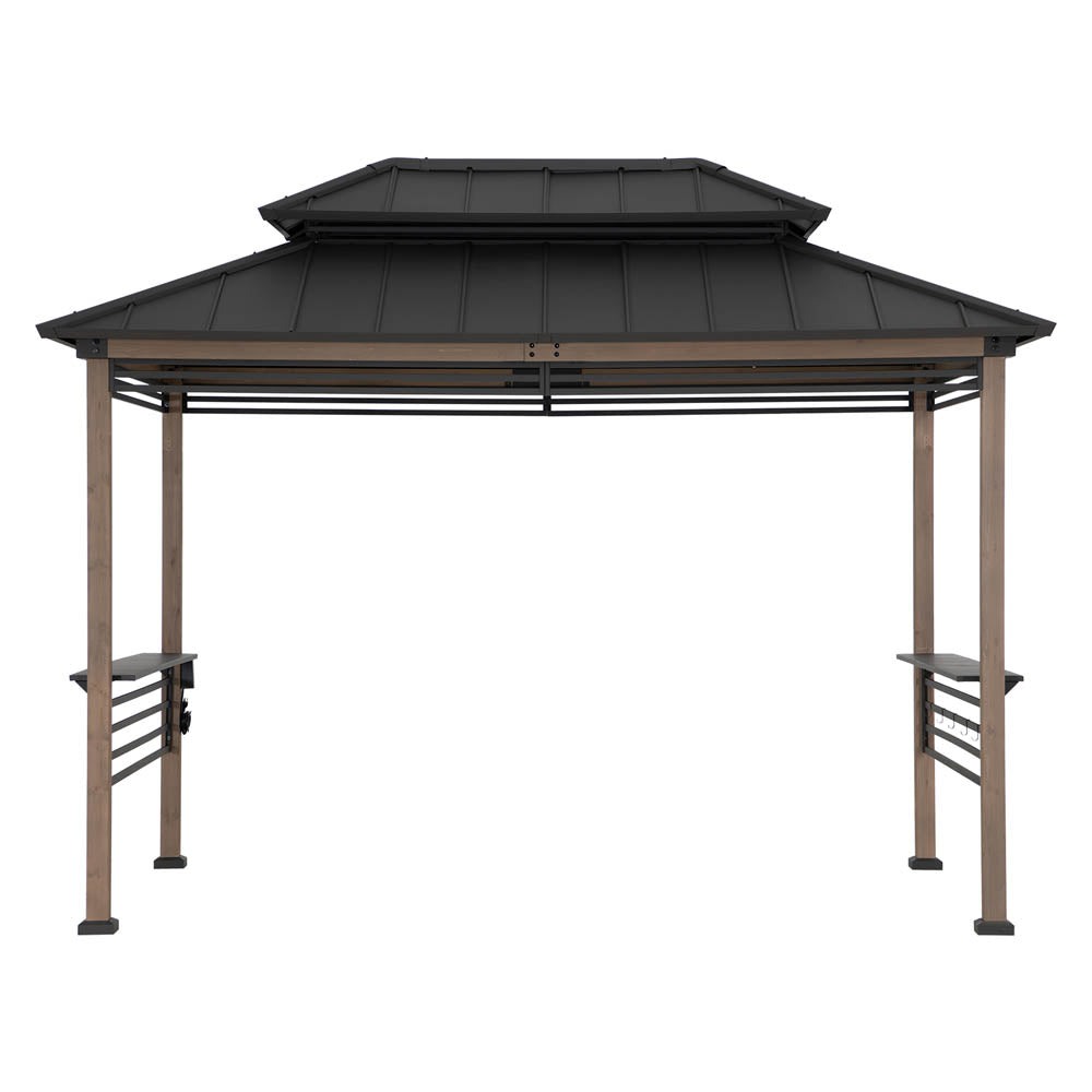 Pro-Grill Extra-Tall Grill Gazebo with Outlets & Screens – Brown, 8x12